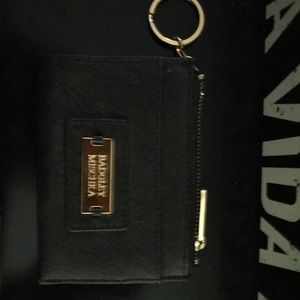 Badgley Mischka black leather card/key case